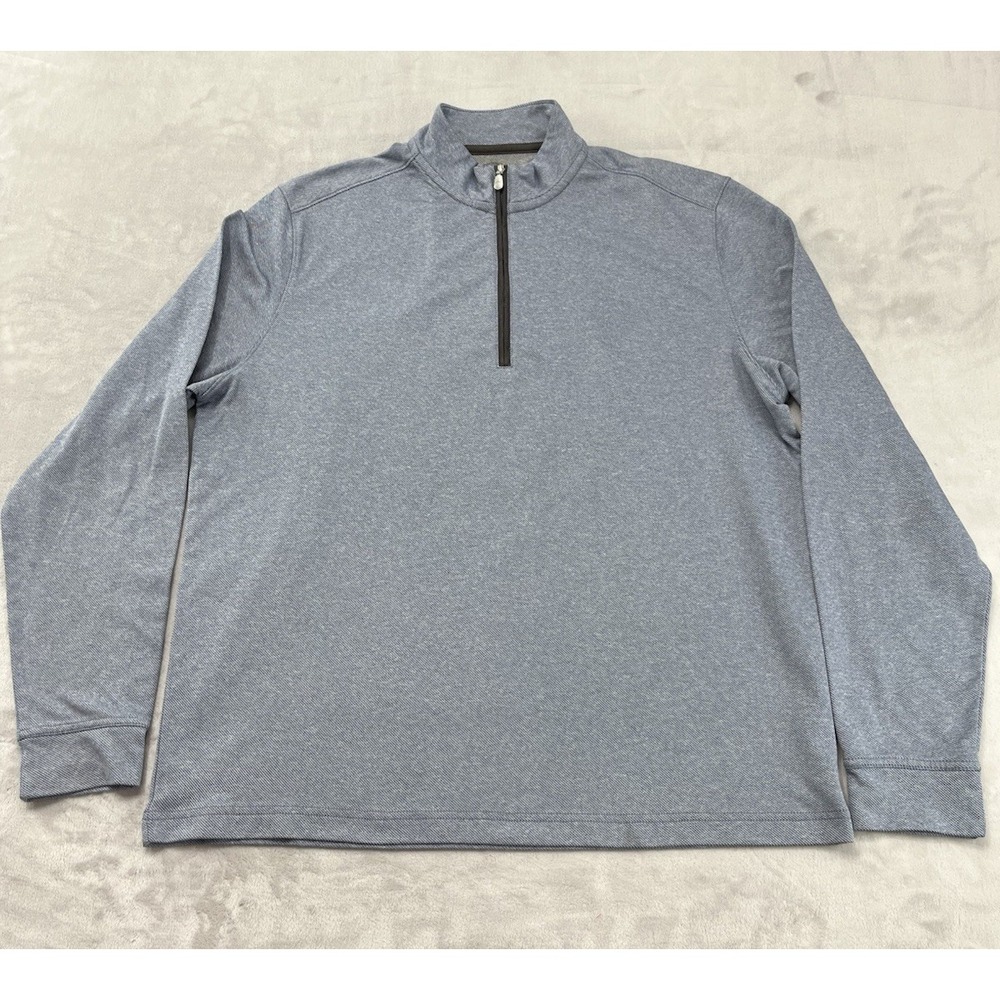 johnnie-O Farber 1/4 Zip Pullover Men XL Blue Twill Pre-Formance Sweatshirt EXCL